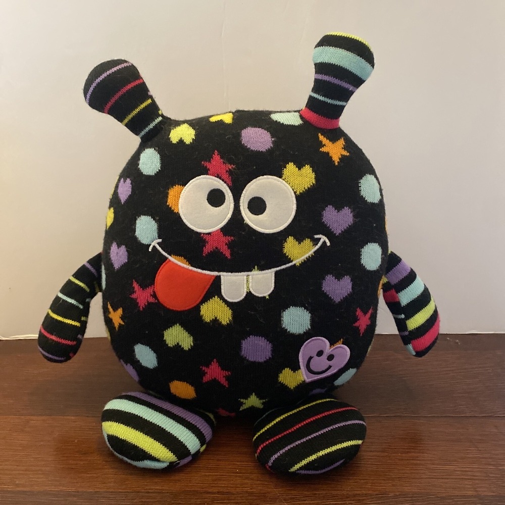 Little Miss Matched Black Silly Monster Pillow Buddy  13"